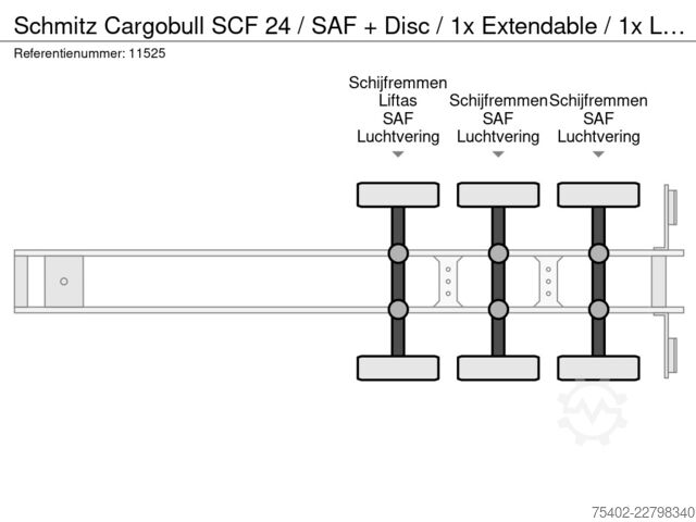 Containertransport Schmitz Cargobull SCF 24 / SAF + Disc / 1x Extendable / 1x Lift A...