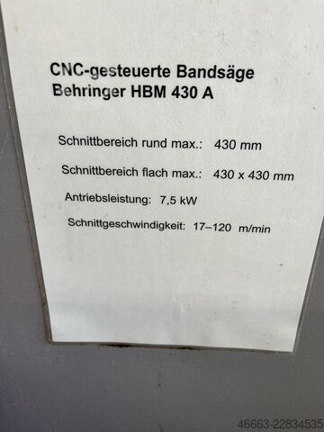 Bandsägeautomat Behringer HBM 430 A