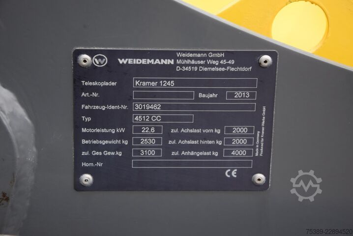 Teleskoplader KRAMER 1245 Teleskop Klappschaufel Gabel 1393 Stunden