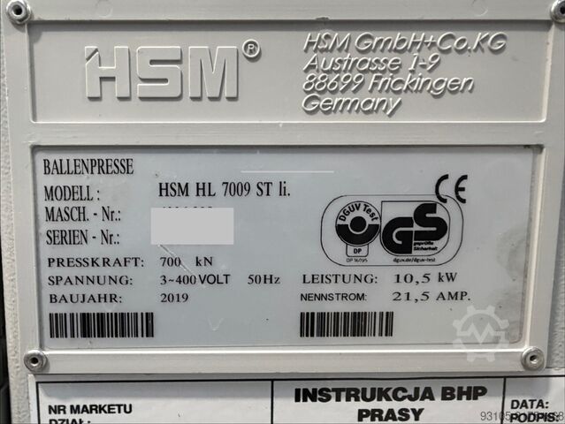 Horizontal Baling Press HSM HL 7009 HSM HL 7009