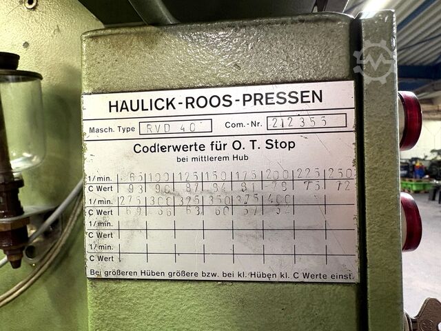 Press HAULICK ROOS RVD 40
