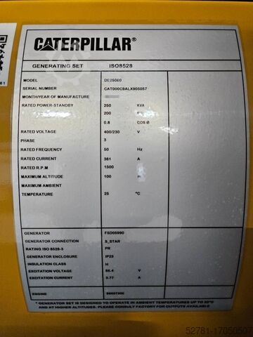 Generator set CAT DE250E0 - C9 - 250 kVA Generator - DPX-18019