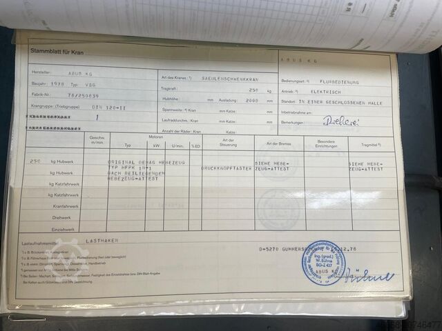Säulenschwenkkran Knickarm Kran Abus 250 Kg