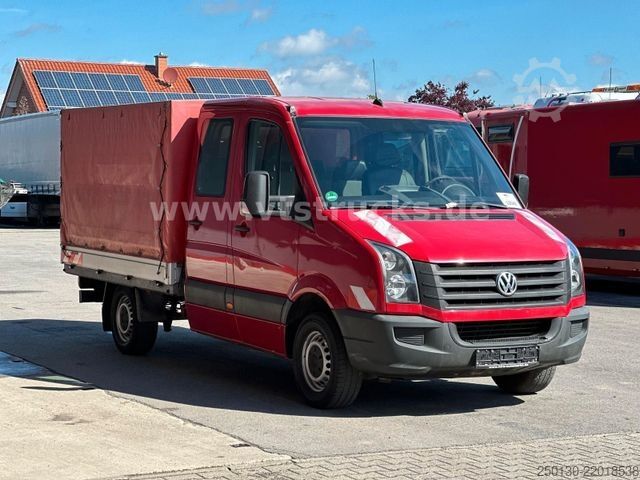 Curtain sider van VW Crafter 35 Doppelkabine Pritsche + Plane