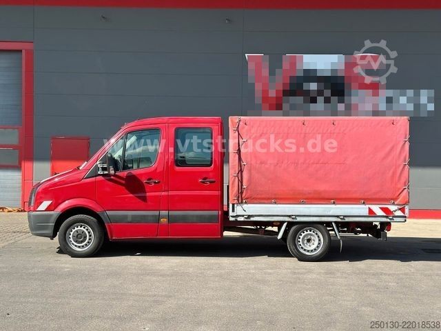 Curtain sider van VW Crafter 35 Doppelkabine Pritsche + Plane