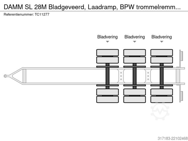 Tieflader DAMM SL 28M Bladgeveerd, Laadramp, BPW trommelremmen...