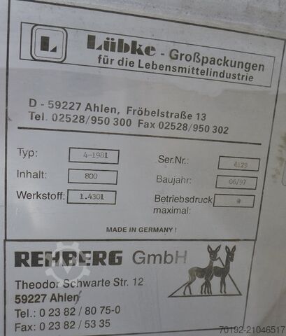 800 Liter Container aus V2A  9055