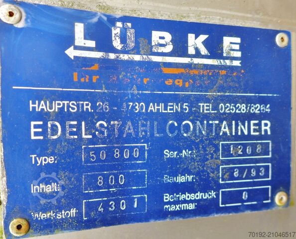 800 Liter Container aus V2A  9055