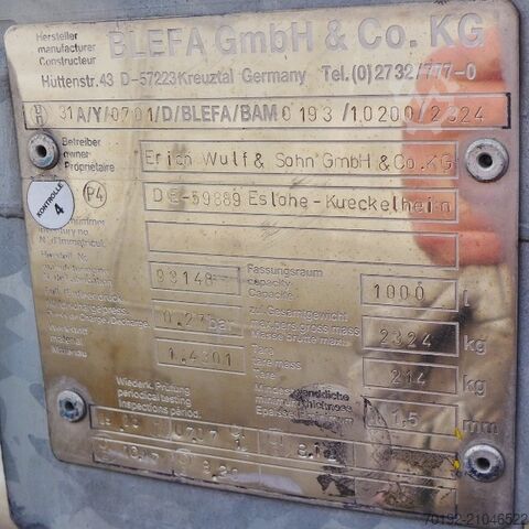 1000 Liter IBC Container aus V2A  9048