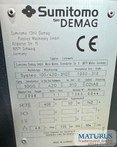Spritzgießmaschine Sumitomi (SHI) Demag Systec 100/420-310