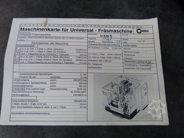 Universal-Fräsmaschine HERMLE U 630 S