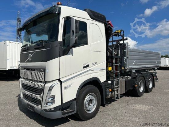 Dreiseitenkipper LKW VOLVO FH 500 3-SEITEN KIPPER MIT PALFINGER PK22002EH, RETARDER