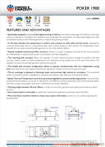 Digital printing machine Chiossi e Chiavazzuti Poker 1900