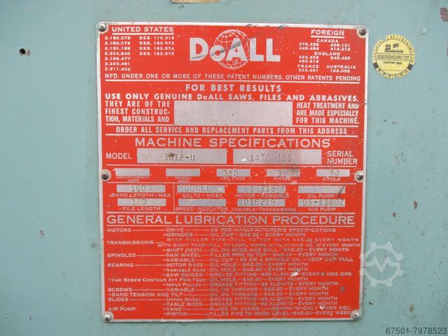 Vertical band saw Band saw DOALL 30-12 U  (2015)