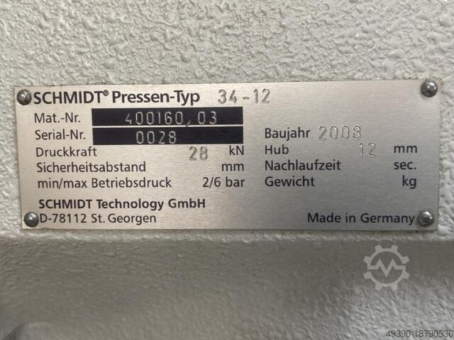 Pneumatic toggle press, compressed air press, pneumatic punch press, pneumatic press, pneumatic punc SCHMIDT 34-12