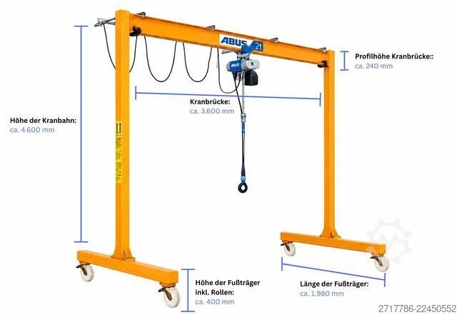 ABUS light gantry crane 2000 kg x 3600 Abus LPK