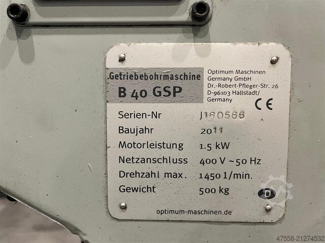 Säulenbohrmaschine OPTIMUM B40 GSP