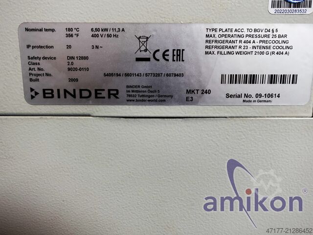 Alternating climate chamber Binder Kälte-/Wärmeschrank MKT 240 E3 –70°C bis +180°C