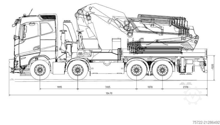 Crane truck Volvo FH 540 8x4 Pritsche Palfinger 165.002 TEC 7 +JIB