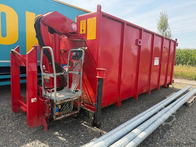 Swap body semitrailer  Abrollcontainer mit HMF Kran