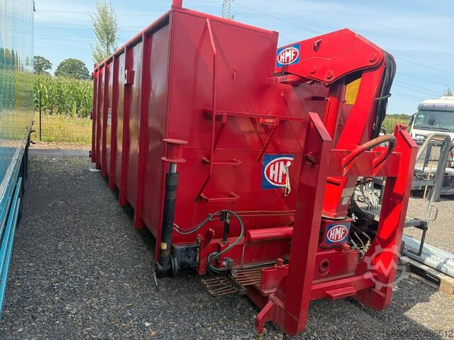 Swap body semitrailer  Abrollcontainer mit HMF Kran