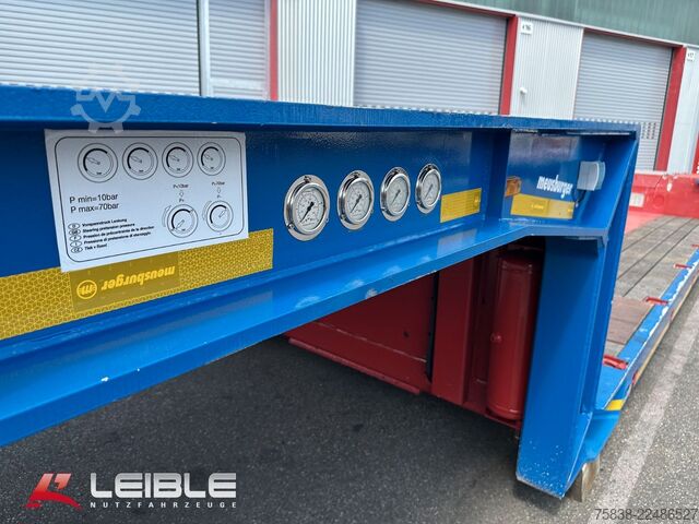 Low loader semitrailer MEUSBURGER MPG-2*hydr. Lenkung*Tiefbett 7100mm*