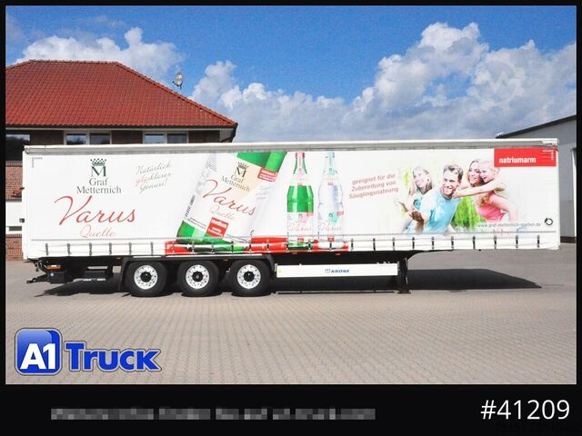 Open semitrailer with tarp KRONE SD, Getränke, Safe Curtain, LBW, Lenkachse,