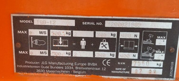 Working platform (scissor lift) JLG SL 180-12 E Elektro 20,00 m