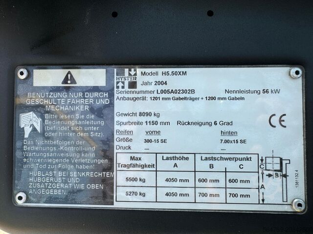 4-wheel forklift Hyster H 5.5 XM // Full cabin // Only 6089 hour