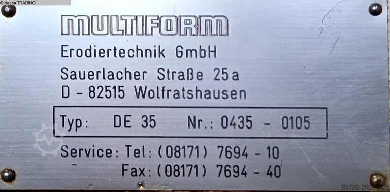 Cavity Sinking EDM - Machine MULTIFORM DE 35