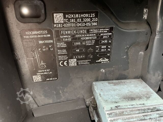 Electric 3-wheel forklift Linde E16-02