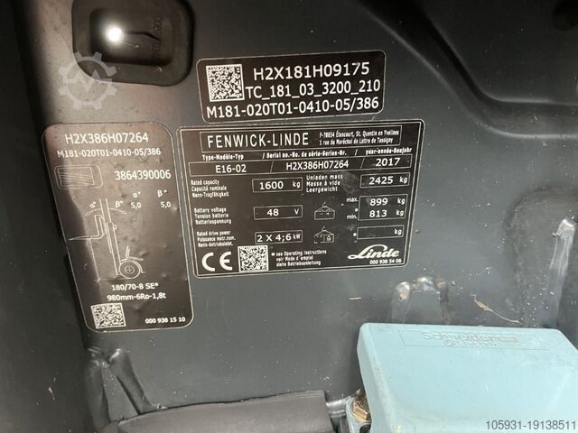 Electric 3-wheel forklift Linde E16-02