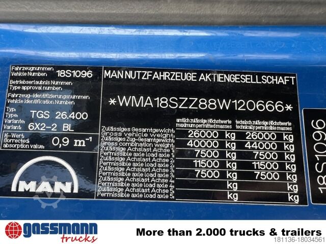 LKW mit Tankaufbau MAN TGA 26.400 6x2-4 BL, A1, Lenk-/Liftachse, ADR,