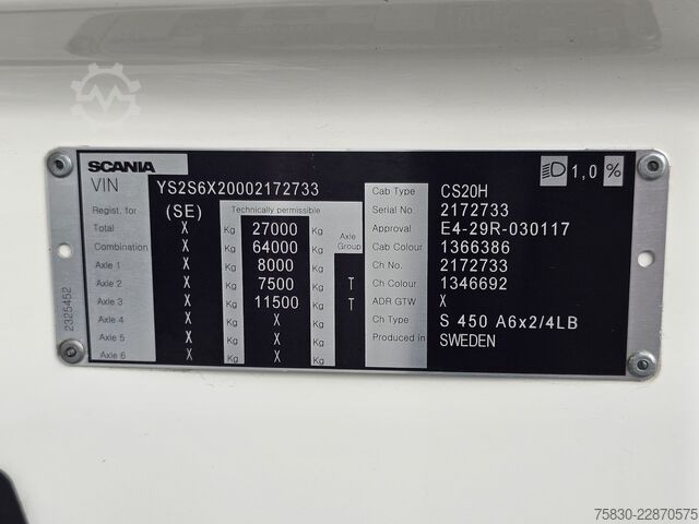 Standard-SZM Scania S450 6x2/4 LIFT / STEER / RETARDER / PARKING CO...