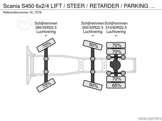 Standard-SZM Scania S450 6x2/4 LIFT / STEER / RETARDER / PARKING CO...