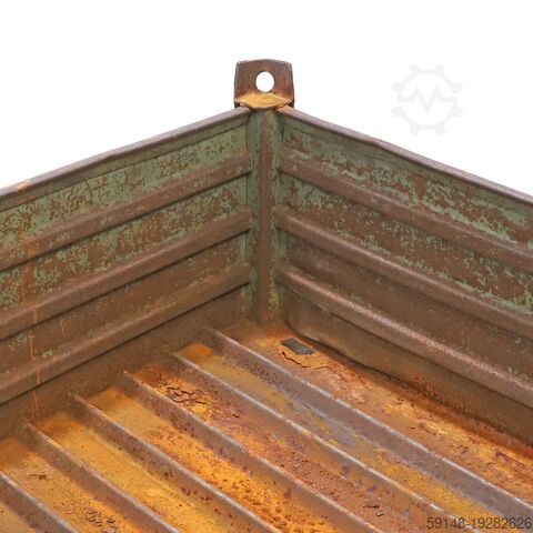 Used Stacking box steel fixed construction stacking box 1 long side half open, L: 1250, W: Kruizinga 98-6623GB