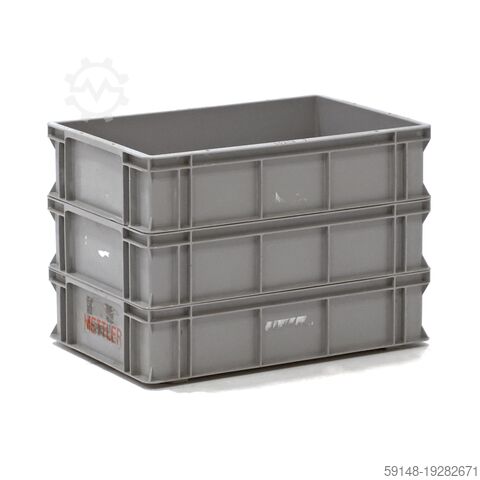 Used Euronorm stacking bins all walls closed, L: 600, W: 400, H: 145 (mm). 24ltr, L: 600, Kruizinga 98-6771GB-PAL