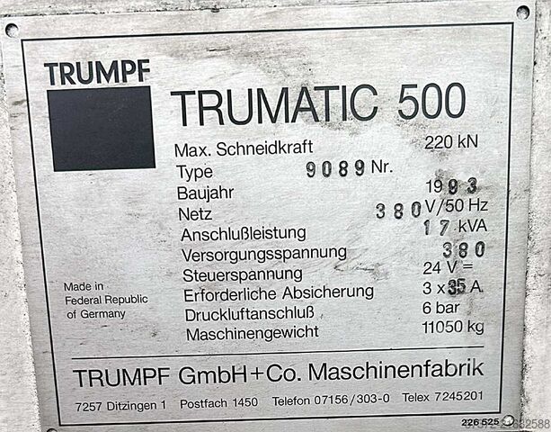 Punching Machine Trumpf Trumatic 500/Trumalift SheetMaster 1250