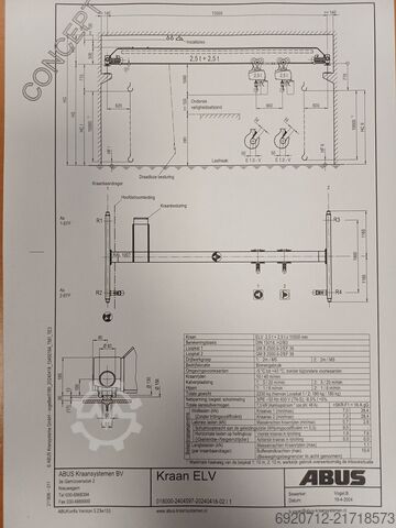 Brückenkran Abus 2 pc. Overhead crane 2x2,5 x 10.500 mm