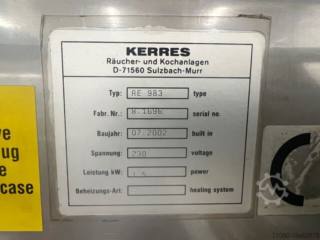 Ausrüstung zum Räuchern von Lebensmitteln Kerres JS H2850/3