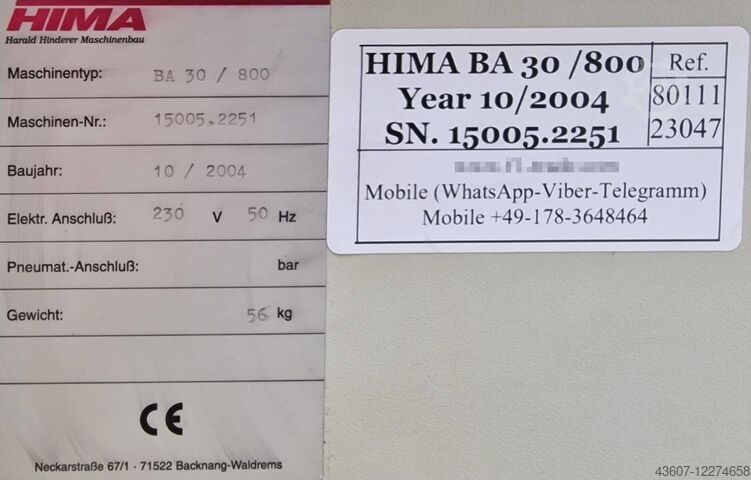 Automatic Banding Machine HIMA BA 30 / 800