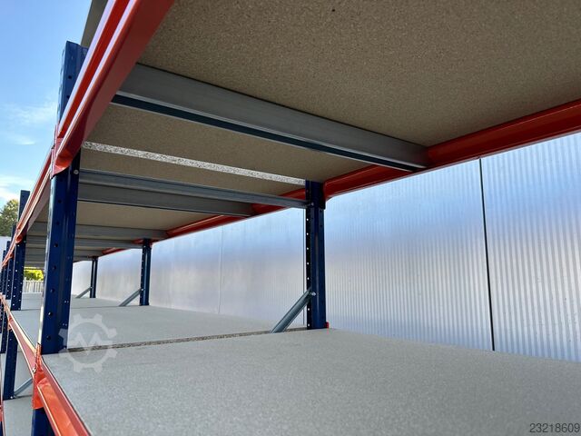 Weitspannregal ca. 9,56 lfm. Weitspannregale H: 200 cm T: 80 cm , 400 kg Fachlast , 4 Ebenen