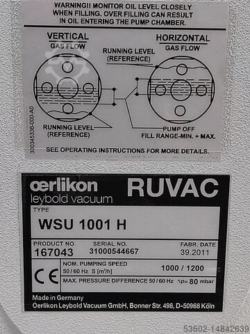 Vacuum pump Oerlikon Leybold WSU 1001H
