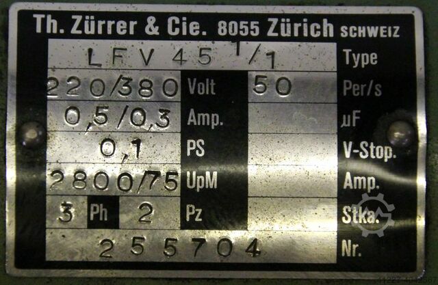 Getriebemotor 0,07 kW 75 U/min Zürrer LFV 451/1