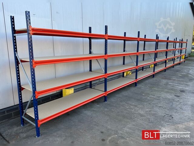 Wide span storage rack ca. 57 lfm. Weitspannregale H: 200 cm T: 60 cm , 400 kg Fachlast , 4 Ebenen