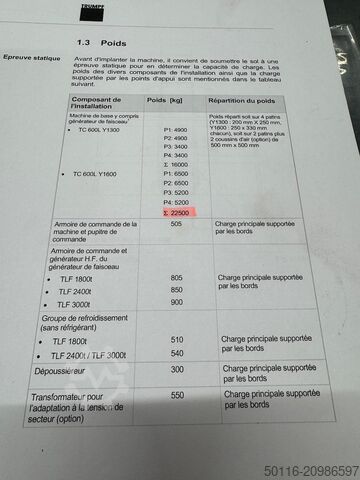 Laser punching machine TRUMPF Trumatic 600 L-1600