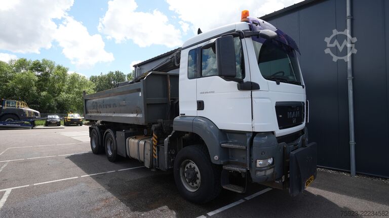 Crane truck MAN TGS 26.440 6x6 cable system tipper truck with p...