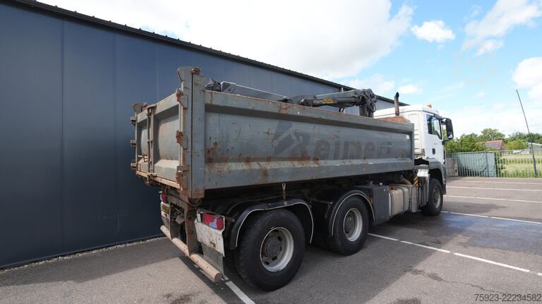 Crane truck MAN TGS 26.440 6x6 cable system tipper truck with p...