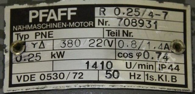 Elektromotor 0,25 kW 1410 U/min PFAFF PNE