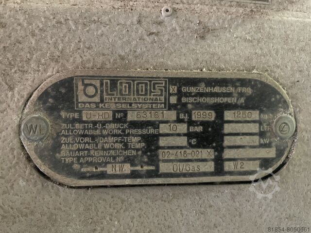 Dampfkessel; LOOS-1250kg/h-10Bar LOOS-1250kg/h-10Bar U-HD